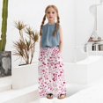 thumbnail image 2 of TIREOW Girls Wide Leg Pants Cute Print Elastic High Waist Drawstring Baggy Casual Pants Fashionable Breathable Lightweight Pants, 2 of 8