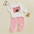 thumbnail image 2 of Toddler Baby Girl Clothes Fall Boy Football Outfit Game Day Embroidery Crewneck Sweatshirt Top Football Pants Set Fall Winter Cute Kids Outfit Set for 18-24 Months, 2 of 9