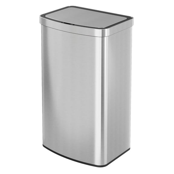 g 16 Gallon Motion Sensor Trash Can, 60 Liter Automatic Kitchen Trash Can with Soft Close Lid, Touchless Electronic Smart Stainless Steel Waste Bin for Kitchen, Office, Silver,Trash can