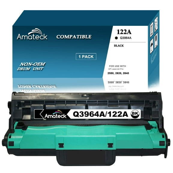 Amateck Compatible Imaging Drum Replacement for HP Q3964A (122A) 1 Pack for Color 2550, 2550L, 2550Ln, 2550N, 2820, 2830, 2840