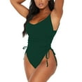 thumbnail image 4 of Hessimy Women's Ruched High Cut One Piece Swimsuit Tummy Control Bathing Suit Monokini(Green,XL), 4 of 5