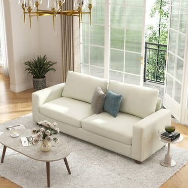 Bestco 86.6" 3 Seat Modern Sofa Couch for Living Room with Removable Chenille Cover Beige