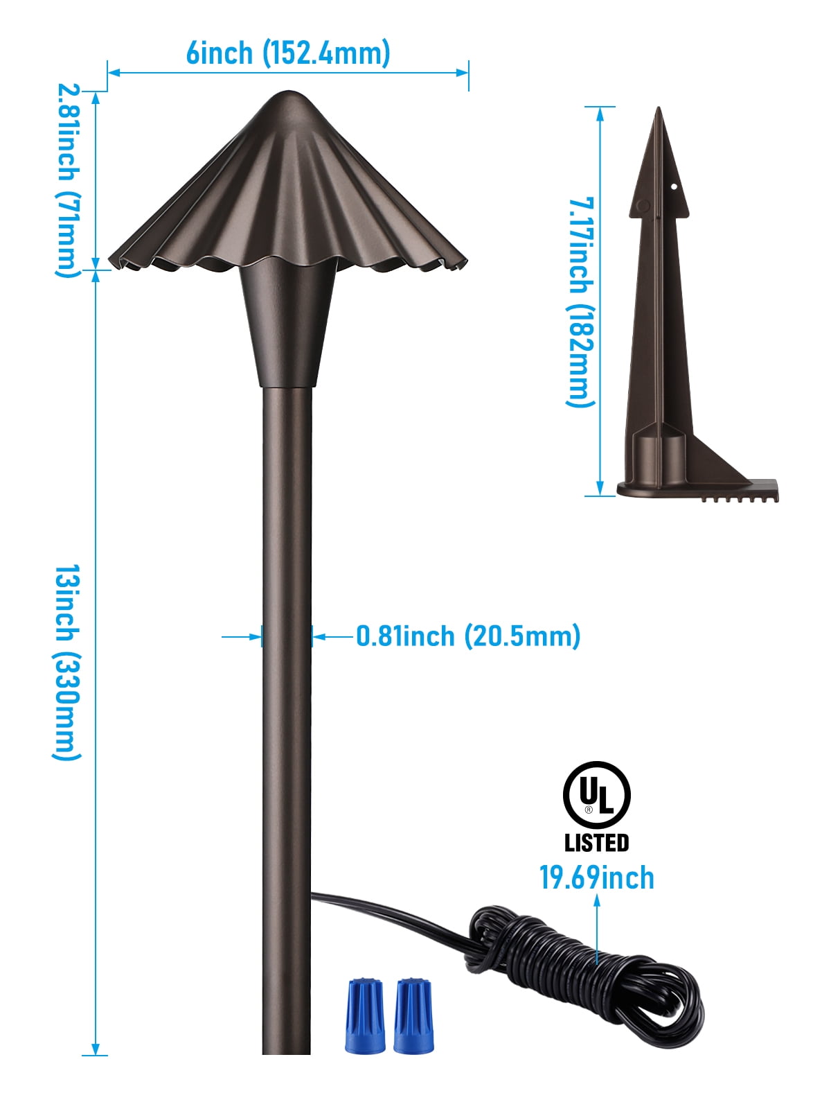 12 Pack 5CCT LED Pathway Landscape Lights, Low Voltage, 1800K/2700K/3000K/4000K/5000K, 12-24V AC/DC, IP65 Waterproof, Oil Rubbed Bronze, Aluminum
