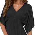 thumbnail image 3 of Vestido columpio de fiesta de manga murciélago de color sólido con cuello en V Summe para mujer (negro) Zhivalor BST3001002-1, 3 of 5