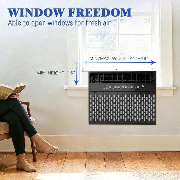 1000BTU Inverter Window Air Conditioner Unit, U-Shaped Saddle Portable AC Adjustable Windows Kit Washable Filter for Home Use