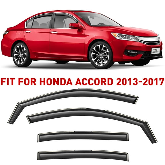 Voron Glass in-Channel Extra Durable Rain Guards for Honda Accord 2013-2017 Sedan, Window Deflectors, Vent Window Visors, 4 Pieces - 200649