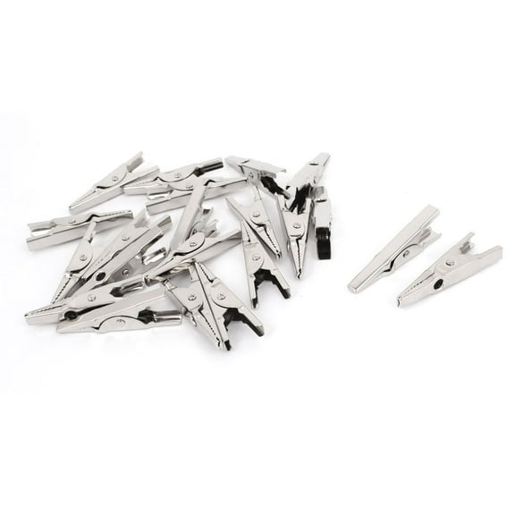 Uxcell 20 Pcs Silver Tone Metal Uninsulated Test  Alligator Clip 43mm Long