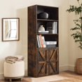 thumbnail image 3 of 5-Tier Bookshelves and Bookcases Set of 2, Farmhouse Bookcase with Barn Doors, Bookshelf & Storage Cabinet with Display Shelves for Living Room, Home Office, Bedroom, Brown, 3 of 14