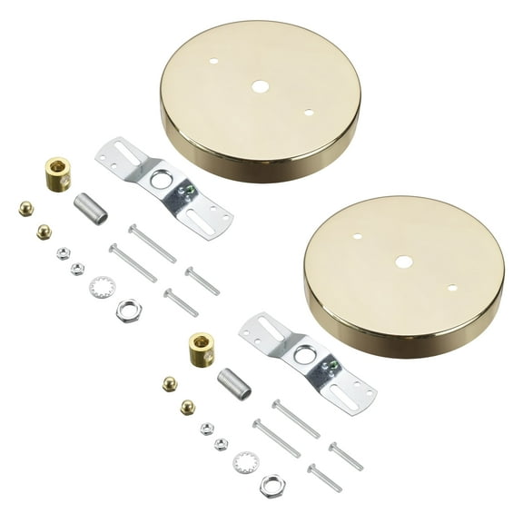 Aspen Creative 21518-32 Contemporary Fixture Canopy Kit, 4-3/4" Diameter, 7/16" Center Hole, Brass Finish, 2 Sets/Pack