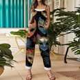 thumbnail image 4 of Fgvctg Mardi Gras Jumpsuits for Women Overalls Wide Leg Pant Carnival Party Spaghetti Straps Dressy Mask Graphic Jumpsuits Sleeveless Bib Overalls Sprimg Rompers Clothes With Pockets Black L, 4 of 4