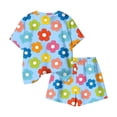 thumbnail image 6 of Amidoa Girls Summer 2 Piece Outfits Floral Cute Short Sleeve and Elastic Waist Shorts Kids Clothing Set Blue Size 4T Blue Size 4T, 6 of 6