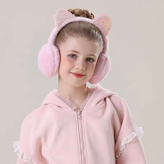 Winter Earmuffs for Kids Girl Warm Ear Muffs Baby Boy Plush Padded Ear Warmer(Unfoldable Style)