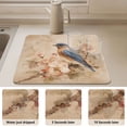 thumbnail image 4 of Dish Drying Mat Absorbent Dish Drainer Kitchen Counter 15.7x11.8inch Dish Drying Pad for Countertops Sinks Draining Racks Bluebird and Ancient Flowers, 4 of 9