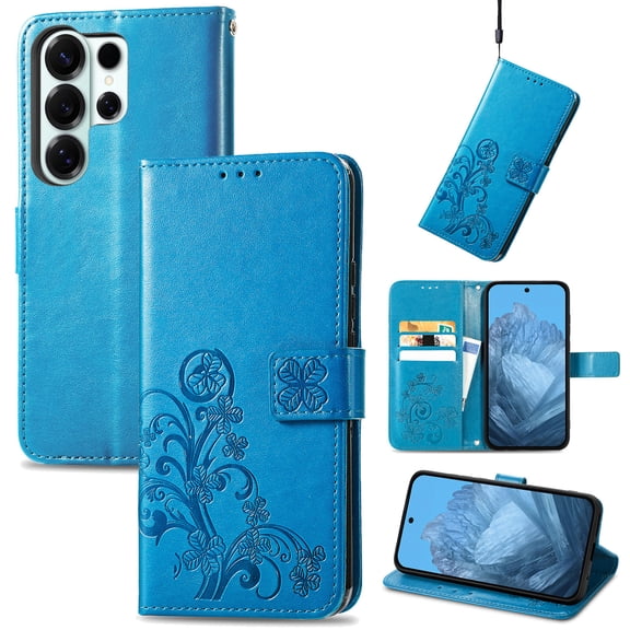 Designed for Samsung Galaxy S26 Ultra Case Wallet, Women Men Flip Folio Cover with PU Leather Stand Credit Card Holders Slots Wrist Strap Magnetic Closure for Samsung Galaxy S26 Ultra - Blue