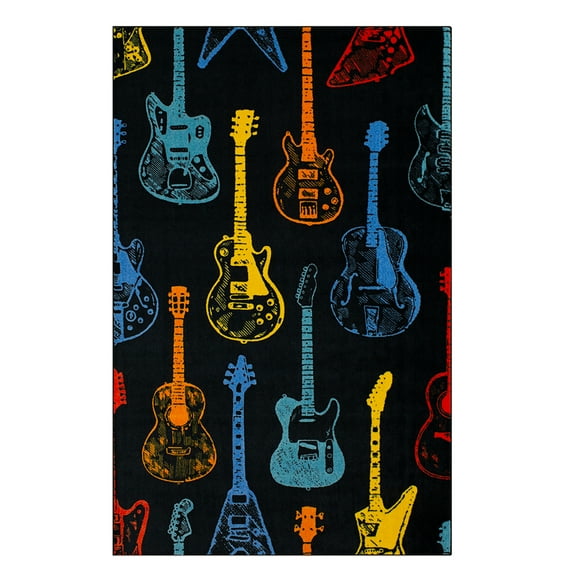 Mohawk Home Guitar Montage Printed Indoor Area Rug in Multi, 3'4"x5'