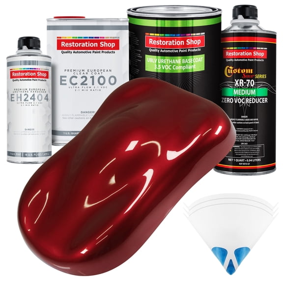 Restoration Shop - Fire Red Pearl - Low V.O.C. Urethane Basecoat with European Clearcoat Auto Paint - Complete Quart Paint Color Kit - Automotive Coating