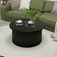 thumbnail image 2 of Fluted Coffee Table, Round Storage Table for Living Room, Farmhouse Accent End Table with Flip Lid Design and Non-Slip Pad for Small Spaces, Black, 2 of 5