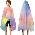 thumbnail image 3 of Pastel Rainbow Clouds Hooded Bath Towel，50"x30" for Ages 3 To 12 Kids, Quick Dry Lightweight Soft Microfiber Hood Beach Towel Cover Up for Kids, 3 of 7
