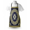 thumbnail image 3 of Greek Key Apron Meander with Spring Inspired Floral Detail Rich and Retro Entangled Maze, Unisex Kitchen Bib Apron with Adjustable Neck for Cooking Baking Gardening, Dark Blue Yellow, by Ambesonne, 3 of 3