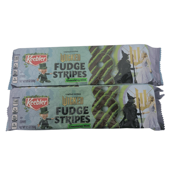 Keebler Limited Edition Wicked Fudge Stripes Chocolatey Mint Cookies, 9.5 oz Bags (Pack of 2)