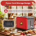 thumbnail image 7 of YSSOA Stainless Steel 2 Slice Toaster, 6 Browning Setting and Bagel/Defrost/Cancel Functions, Retro Compact Oven, Extra Wide Slot, Removable Crumb Tray, Red, 7 of 7