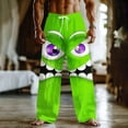 thumbnail image 4 of Lenago Mens Pants Smiling Face Pants Loose Pants Elastic Drawstring Waist Mid Waist Outdoor Vacation Home Casual Pants with Pockets Pants for Men, 4 of 6
