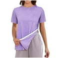 thumbnail image 3 of Amzcrzy Hauts pour Femmes Couleur Unie Col Rond Hauts Adaptatifs Manches Courtes Boutons Latéraux, 3 of 5