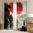 thumbnail image 2 of Homewish Japanese Ink Painting Blackout Curtains Set of 2 (52x84 Each),Samurai Dragon Landscape Curtain, 2 of 6