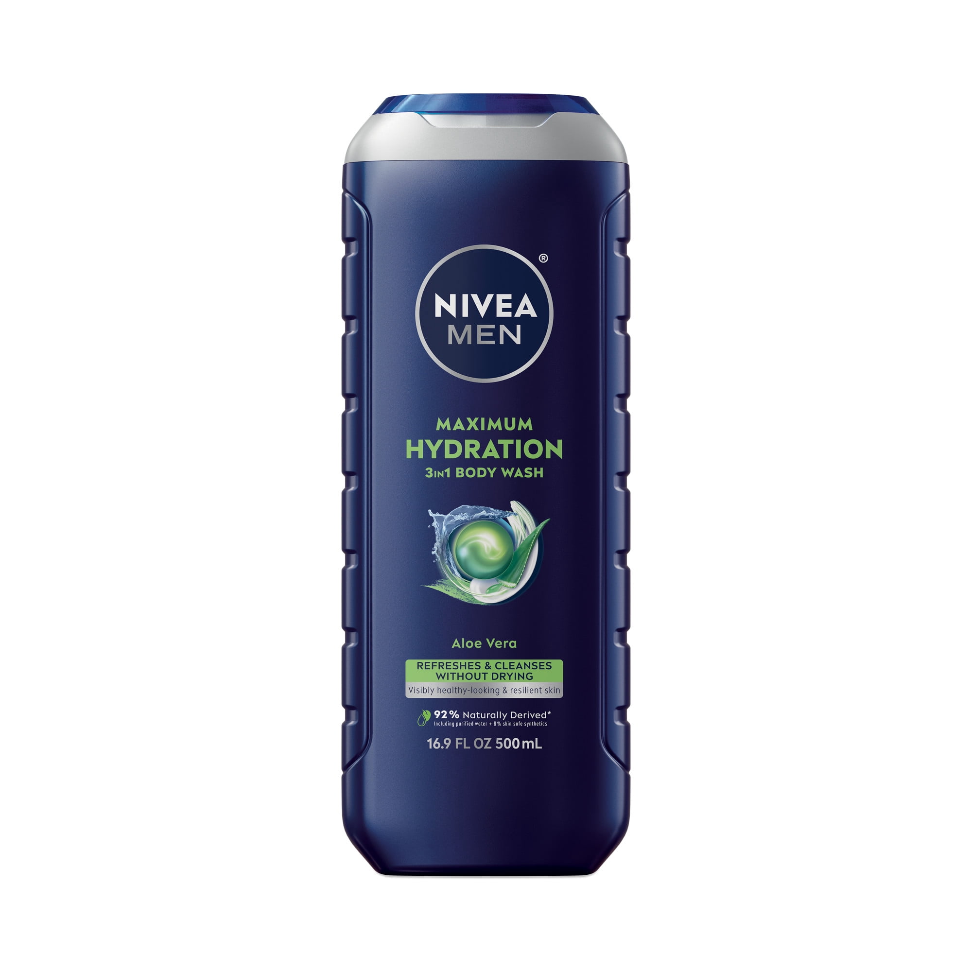 (3 pack) NIVEA MEN Maximum Hydration 3-in-1 Men's Body Wash for Dry Skin with Aloe Vera, 16.9 fl oz