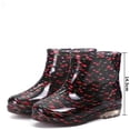 thumbnail image 4 of Domuza Women Bow Tie Printed Glossy Short Ankle Rain Boots, Waterproof Non Slip PVC Rain Shoes for Gardening Walking Commuting Outdoor Rainy Day Wear Red 7.5（EU-39）, 4 of 4