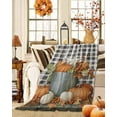 thumbnail image 2 of Fall Harvest Flannel Blanket for Bed,Travel and Camping, Pumpkin Bucket Grape Super Soft Cozy Blanket for All Seasons 50"x60", 2 of 6