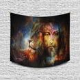 thumbnail image 1 of Blessed Jesus with A Lion in Cosimc Space Cotton Linen Wall Hanging Tapestry, Home Decor Collection Bedroom Living Room Dorm, 60 W X 40 L Inches, 1 of 3