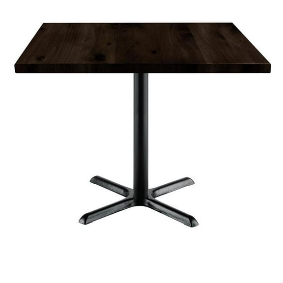 Pemberly Row 42" Square Vintage Wood Breakroom Table Espresso - X Base