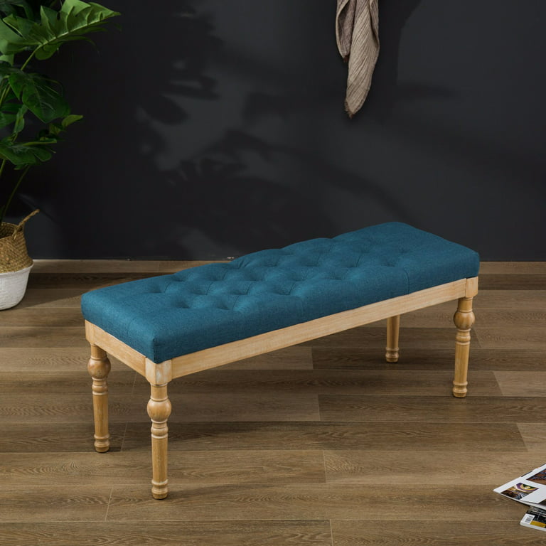 Roundhill Furniture Habit Upholstered & Tufted Bench, Blue - Walmart.com