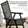 thumbnail image 3 of Outsunny Set of 4 Black Folding Patio Chairs, Stackable Outdoor Sling Dining Chairs with Armrests, Steel Frame, No Assembly, Ideal for Lawn, Camping, Beach, 242 lbs Capacity, 3 of 8