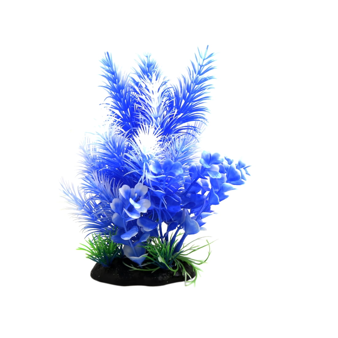 Unique Bargains White Blue Plastic Plant Ornament for Reptiles and Amphibians