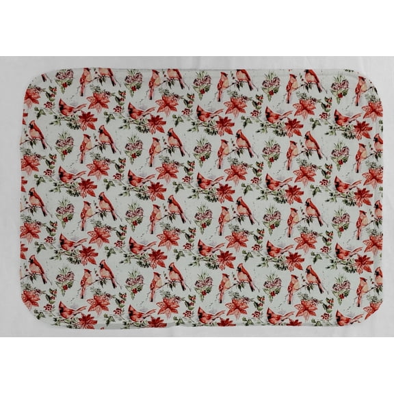 Winter Cardinals Dish Drying Mat by Penny's Needful Things (Terrycloth Color: White)