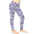 thumbnail image 3 of COEQINE Girls Leggings Fashion Buttery Soft Halloween Yoga Pants for Jogging Running, Witch Hat Ghost Bat Star Violet, for 4-5 Years Kids Girls, 3 of 7