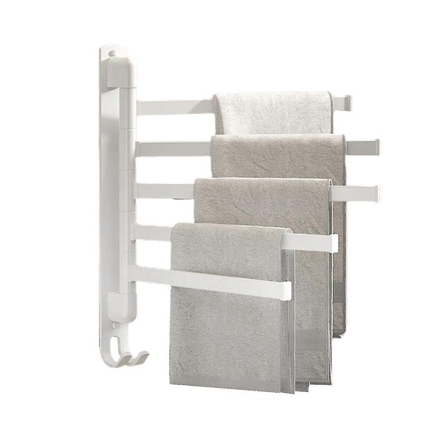 Swivel Towel Bar 5 Arms, Wall Mounted Towel Rack Stainless Steel, Towel Hanger 180 Rotation Space Saving Towel Holder For Bathroom Kitchen