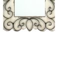 thumbnail image 4 of Rectangular Wall Mirror with Wooden Frame and Metal Scrolled edges, White- Saltoro Sherpi, 4 of 6