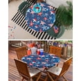 thumbnail image 6 of Independence Day Blue Red Stars Stripe Fitted Round Tablecloths Elastic Edged Table Covers 36"-44",American Flag Waterproof Dining Room Table Cloth for Kitchen Holiday Party Tables Decor, 6 of 6