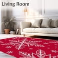 thumbnail image 2 of ODIKA 8'x10' Machine Washable Non-Slip Area Rug, Festive Snowflake Winter Wonderland Enchanted Holiday Accent High Traffic Rug with Pad, Red, 606079, 2 of 8