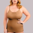 thumbnail image 2 of Women's Plus Size Camisole Tank Top Sleeveless Crew Neck Shapewear Top Adjustable Strap Summer Basic Layering Top,M,Khaki, 2 of 7