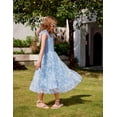 thumbnail image 5 of Arshiner Summer Dress for Girls Easter Blue Floral Ruffle Sleeve Smocked Tulle Flowy Tiered Dresses Size 14-16, 5 of 6