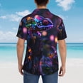 thumbnail image 6 of Daiia Glowing Chameleon Fantasy Art Hawaiian Shirt for Men Gentle Cotton Regular Short Sleeve Casual-Small, 6 of 9
