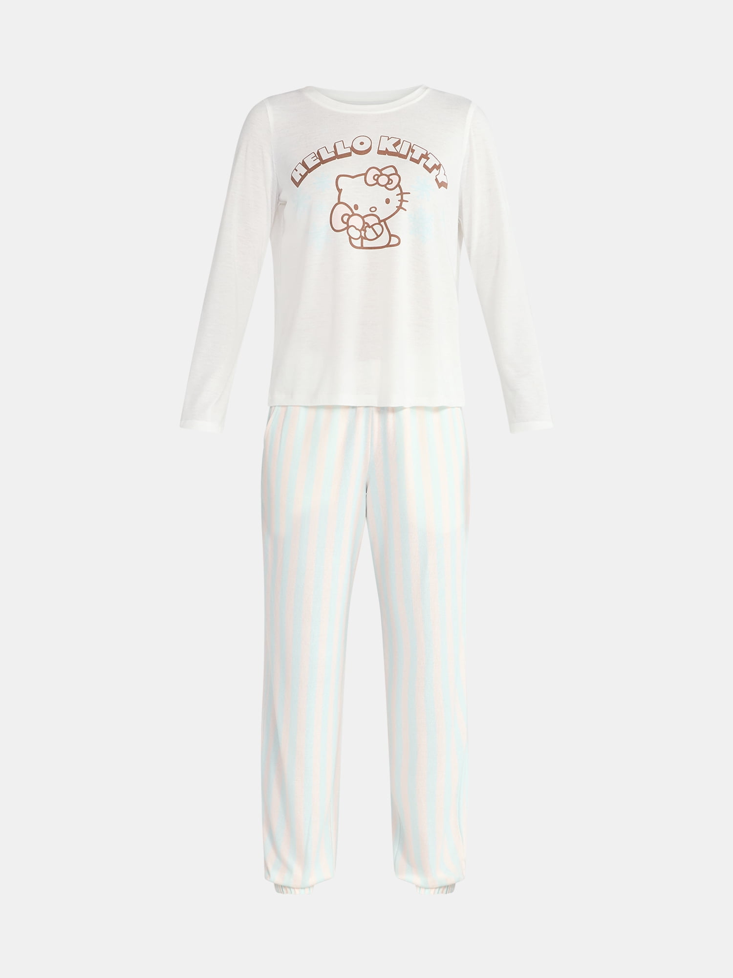 Grayson Social Hello Kitty Women's Snowflake Sleep Tee and Joggers Pajama Set, 2-Piece, Sizes S-3X