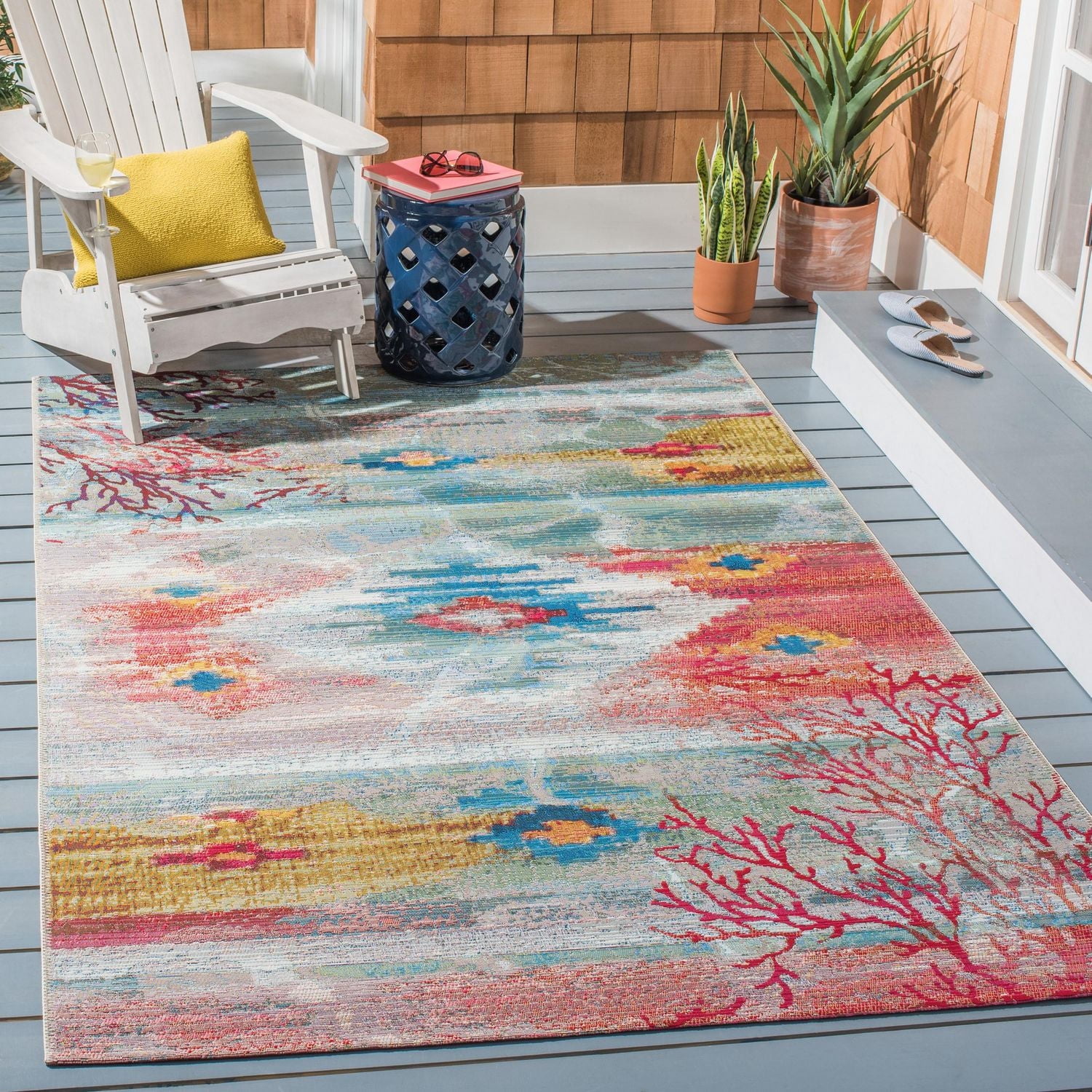 SAFAVIEH Barbados Aztec Corals Outdoor Area Rug