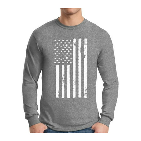 Awkward Styles Men's USA Flag Patriotic Graphic Long Sleeve T-shirt Tops White Independence Day 4th of