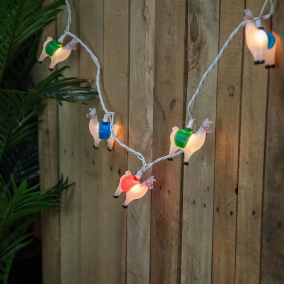 Northlight Llama Patio Light Set - White - 6' White Wire - 10ct