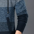 thumbnail image 6 of IYTR Men's Winter Warm Color Block Knitted Hooded Drawstring Sweater Coat Fleece Lined Thickening Cardigan with Pockets Navy M, 6 of 6